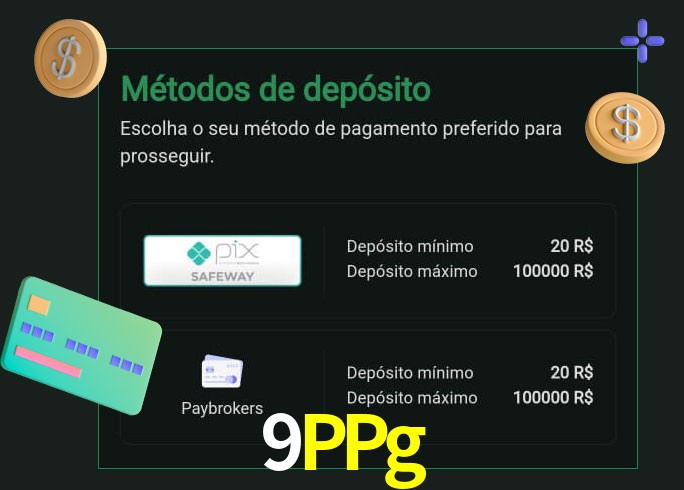O cassino 9PPg oferece uma grande variedade de métodos de pagamento